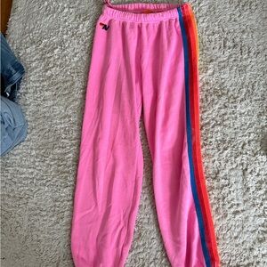 Aviator Nation Pink and Red Retro Sweatpants